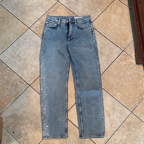 rag & bone Denim - Rag & Bone Blue Harlow ankle straight Jean in Lyra with Jewel